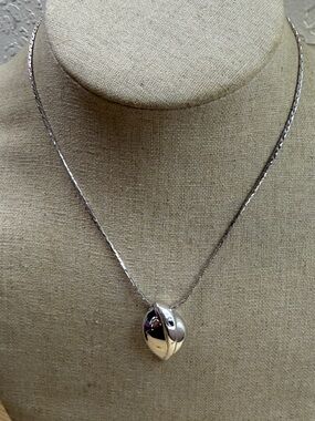 Monet Silver Heart Locket Necklace - Silver